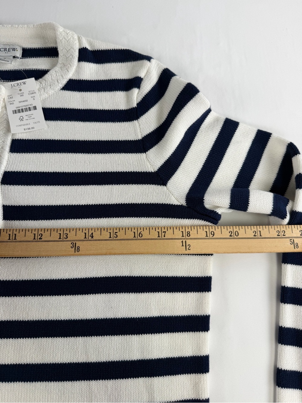 J. Crew Nautical Inspired Navy and White Striped - Gold Button Cardigan  NWT -Sm - Picture 12 of 16